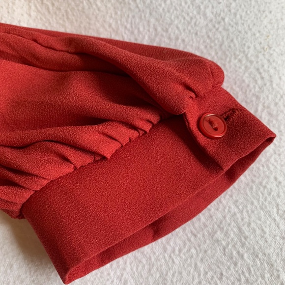 Lush Long Sleeve Mini Dress Rust Red V-Neckline Fit and Flare Size Small - Picture 6 of 9